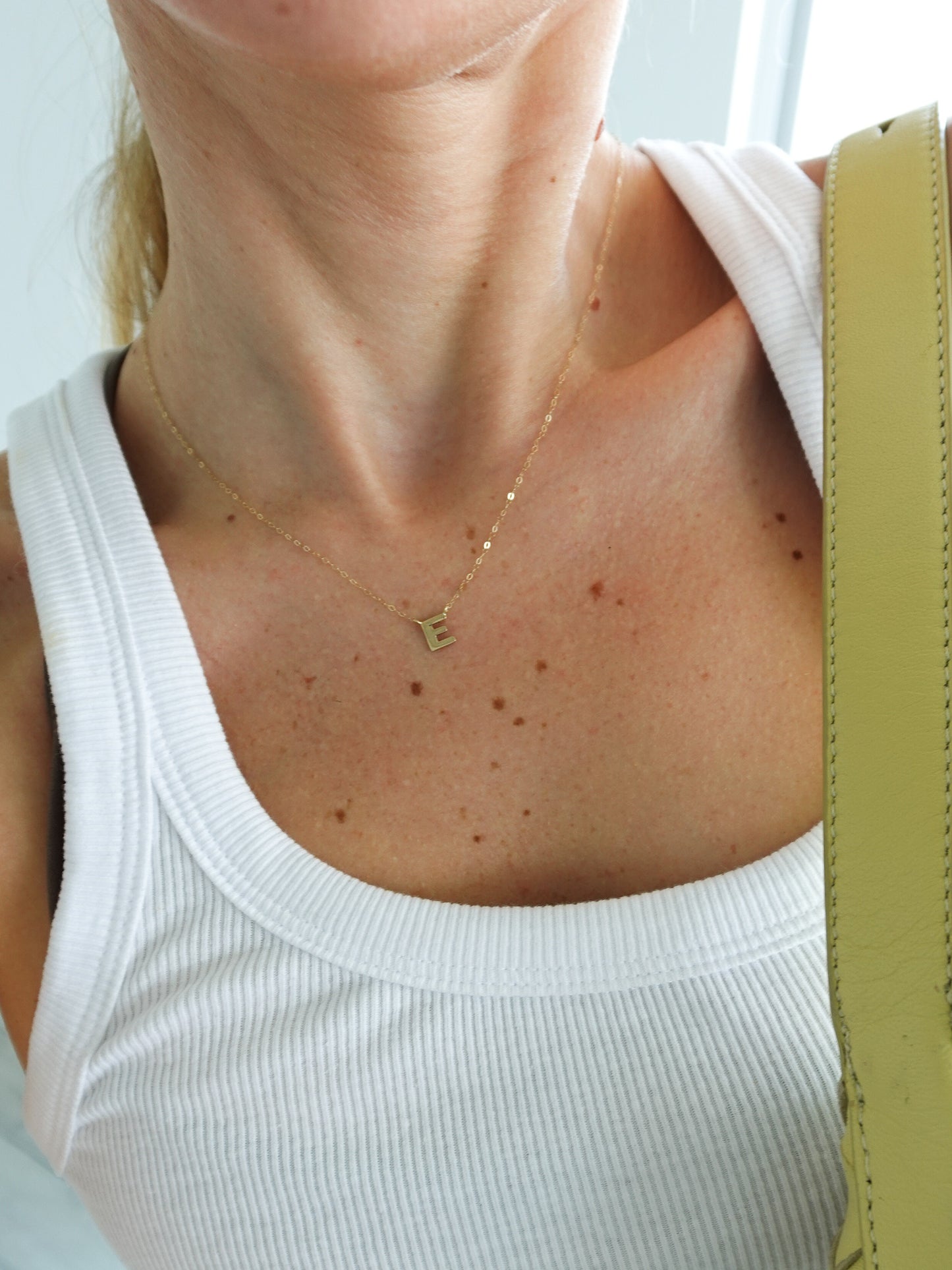 14k Solid Alphabet Necklace with Heart Charm