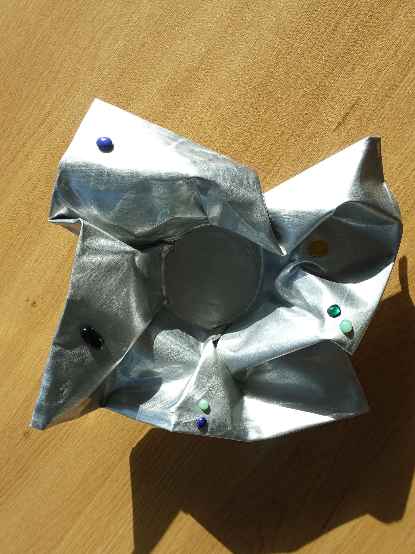 INTERVINED — Sculptural Vessel in Aluminum &amp; Natural Stone