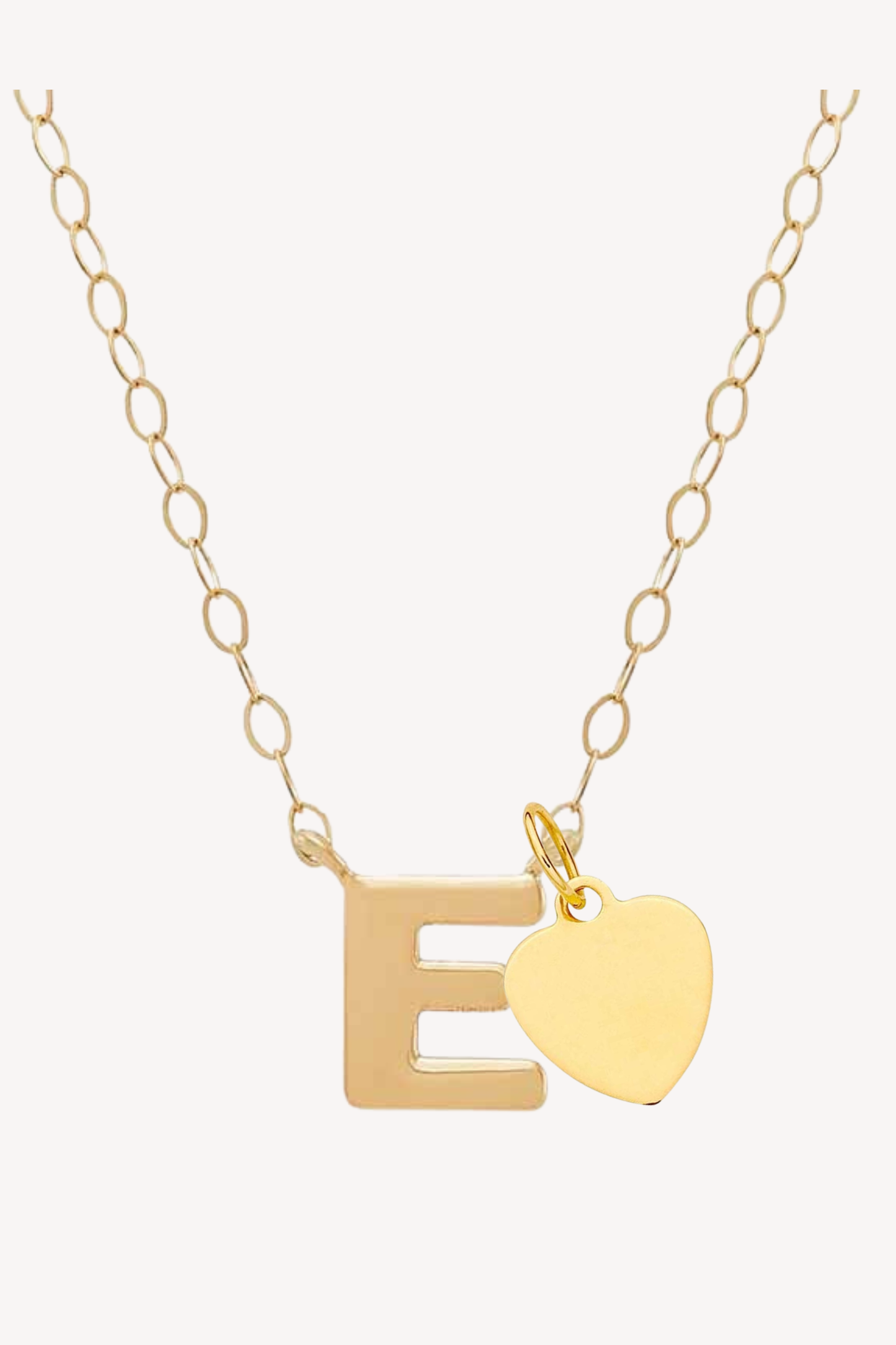 14k Solid Alphabet Necklace with Heart Charm