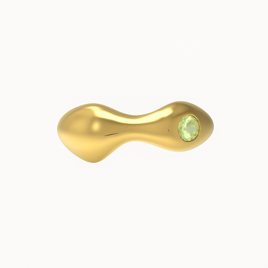 Solid Gold 18k Ring with a natural peridot stone