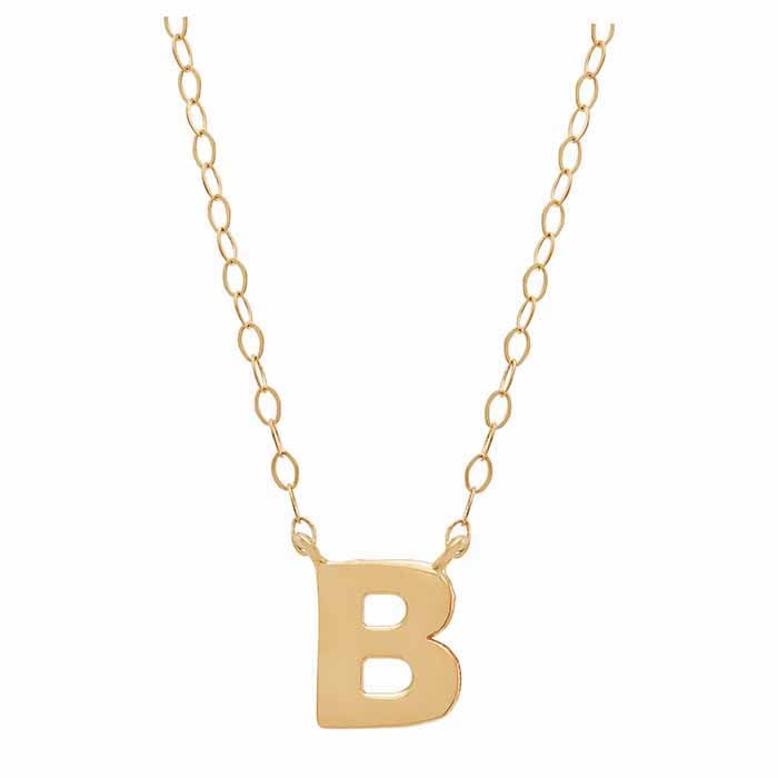 14k Solid Alphabet Necklace with Heart Charm