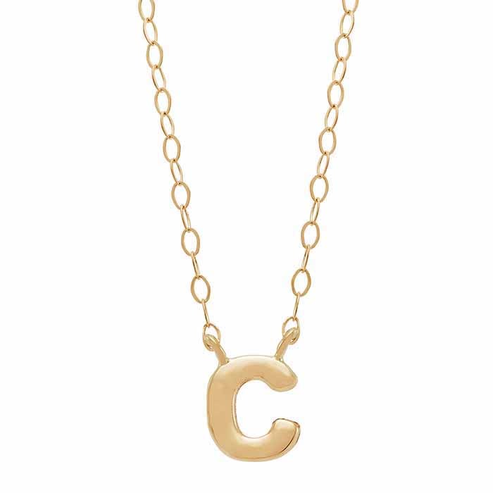 14k Solid Alphabet Necklace with Heart Charm