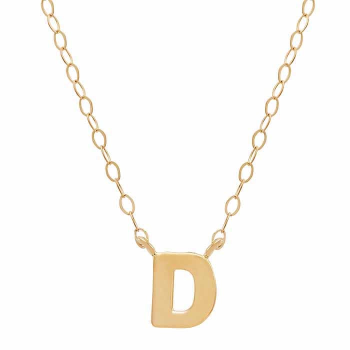 14k Solid Alphabet Necklace with Heart Charm