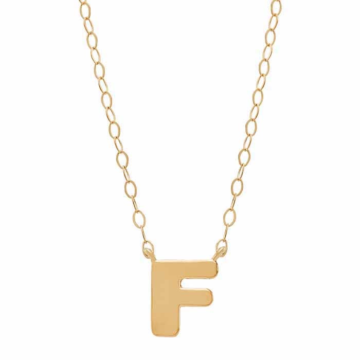 14k Solid Alphabet Necklace with Heart Charm