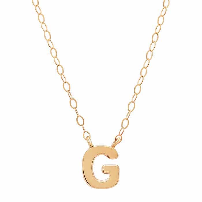 14k Solid Alphabet Necklace with Heart Charm
