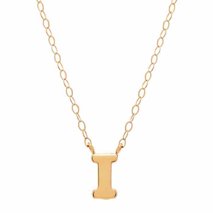 14k Solid Alphabet Necklace with Heart Charm