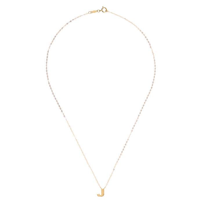 14k Solid Alphabet Necklace with Heart Charm