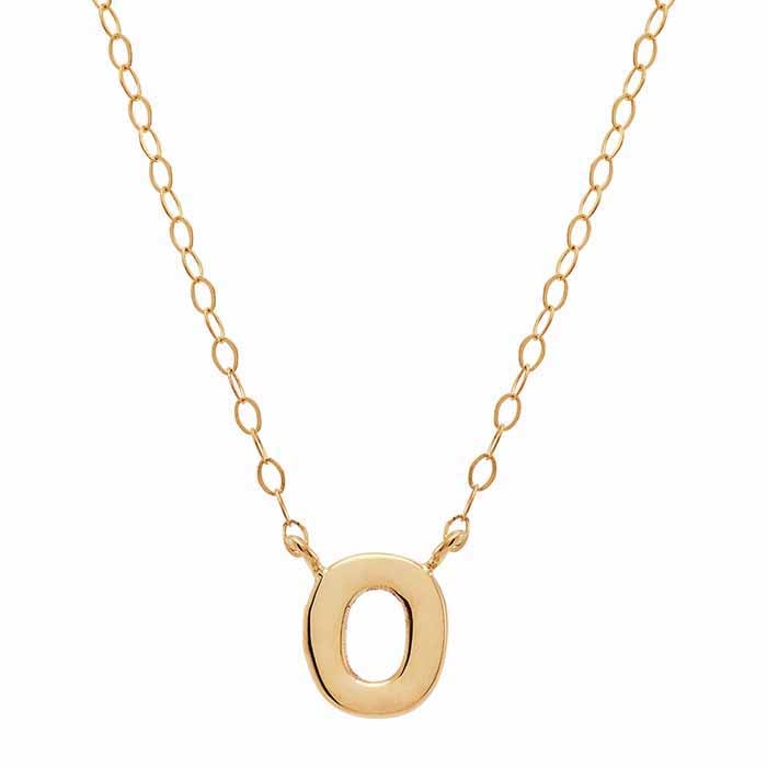 14k Solid Alphabet Necklace with Heart Charm