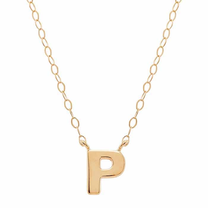 14k Solid Alphabet Necklace with Heart Charm