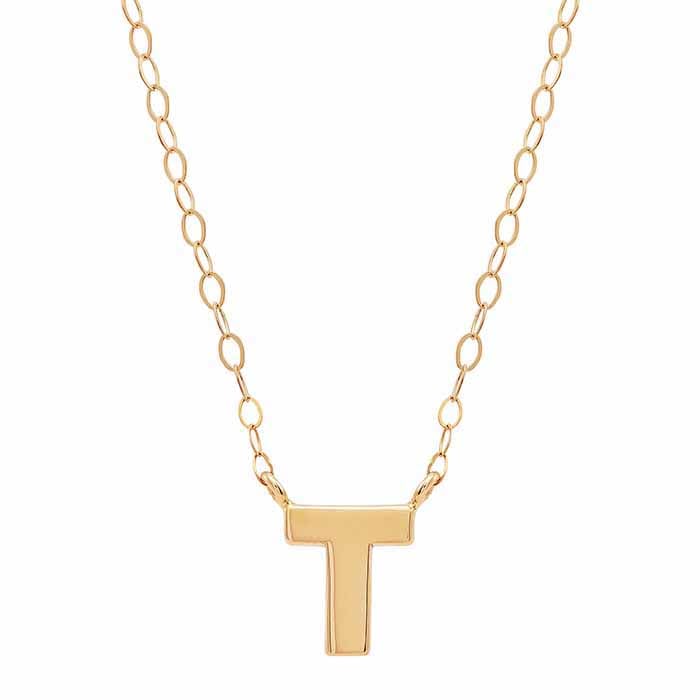 14k Solid Alphabet Necklace with Heart Charm