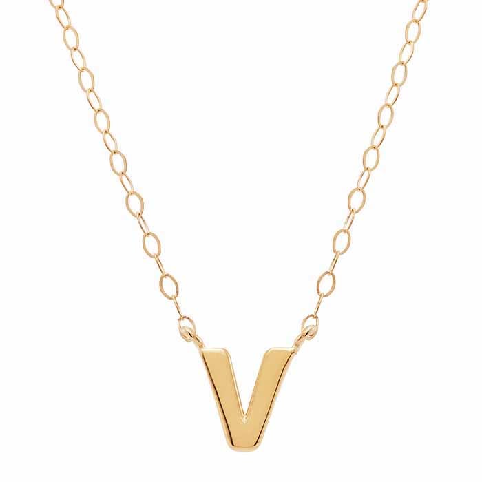 14k Solid Alphabet Necklace with Heart Charm