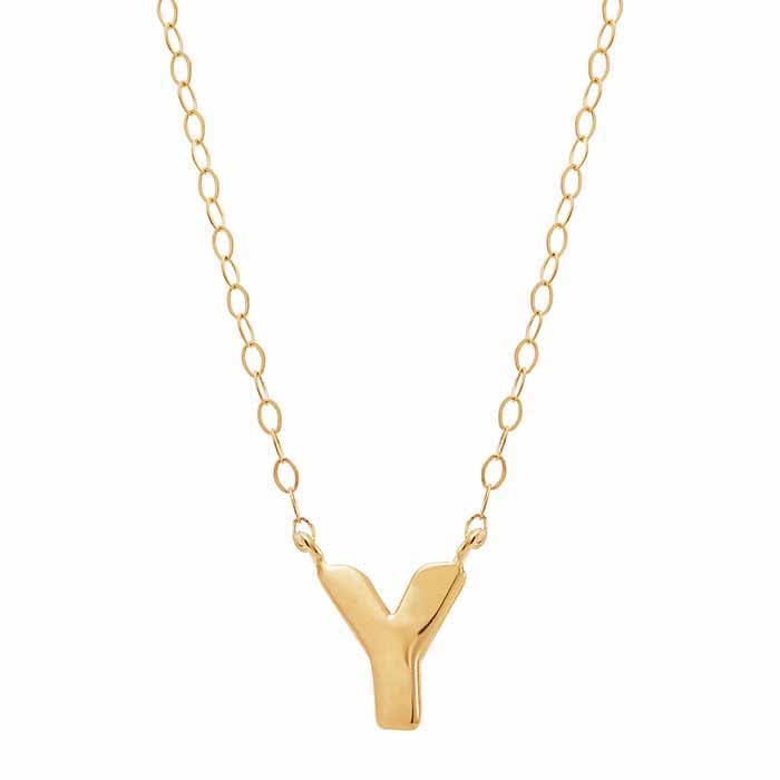 14k Solid Alphabet Necklace with Heart Charm